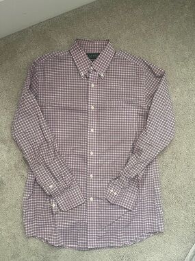 Lauren Ralph Lauren Pink and Blue Plaid Button-Down Dress Shirt